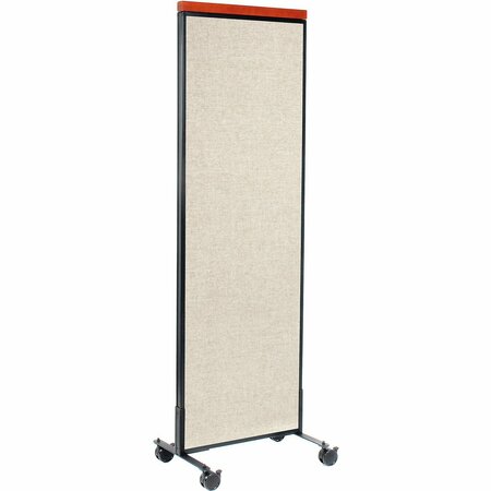 INTERION BY GLOBAL INDUSTRIAL Interion Mobile Deluxe Office Partition Panel, 24-1/4inW x 100-1/2inH, Tan 695791MTN